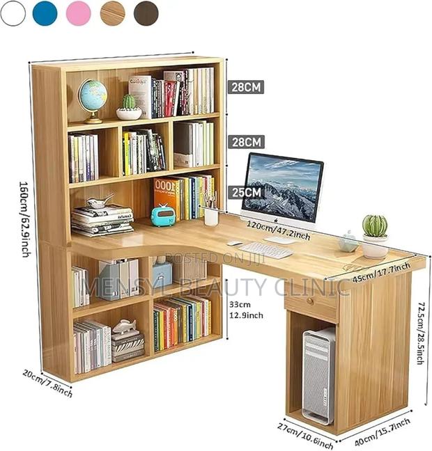 Computer Desk With Drawers L-Shaped Desk With Hutch photo 2