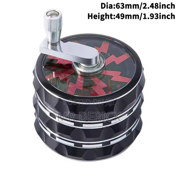 Hand Crank 63mm 4 Layers Premium Zinc Alloy Herb Grinders for Smoking · Photo 2