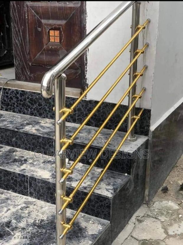 Gold and Silver Stainless Steel Handrail Fabrication