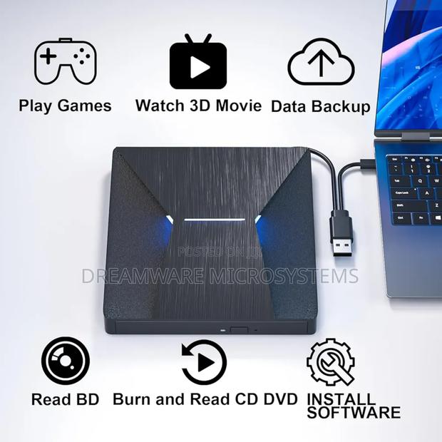 External Blu Ray Drive, Portable Bluray Drive Usb 3.0 And Type-c Bd photo 3