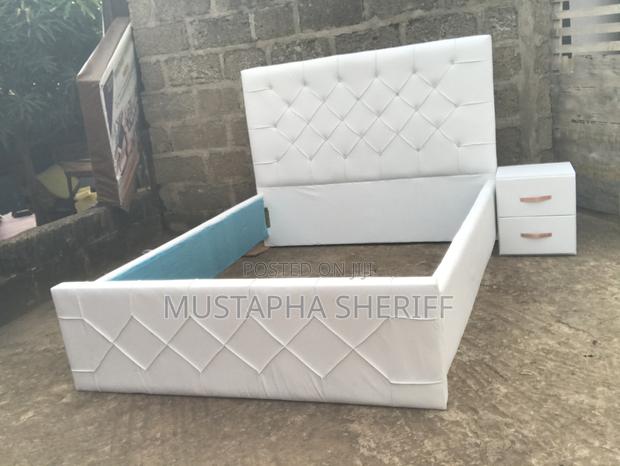 Brand New Double Bed Frame Made With White Leather Fabric