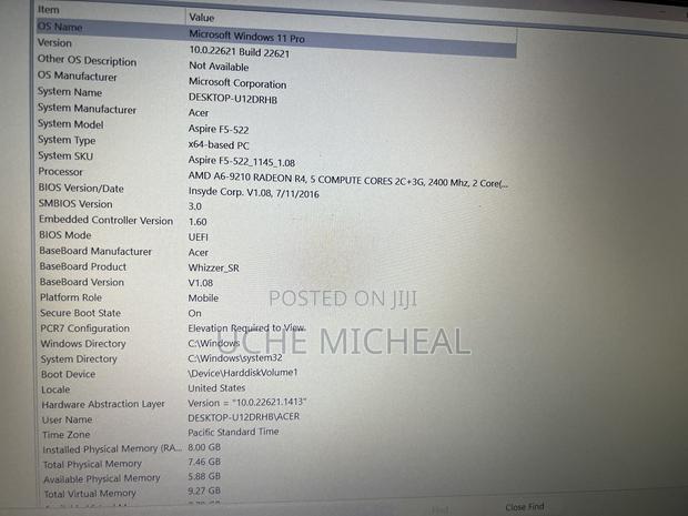 Laptop Acer Aspire F5-522 8GB AMD A6 SSD 256GB photo 2