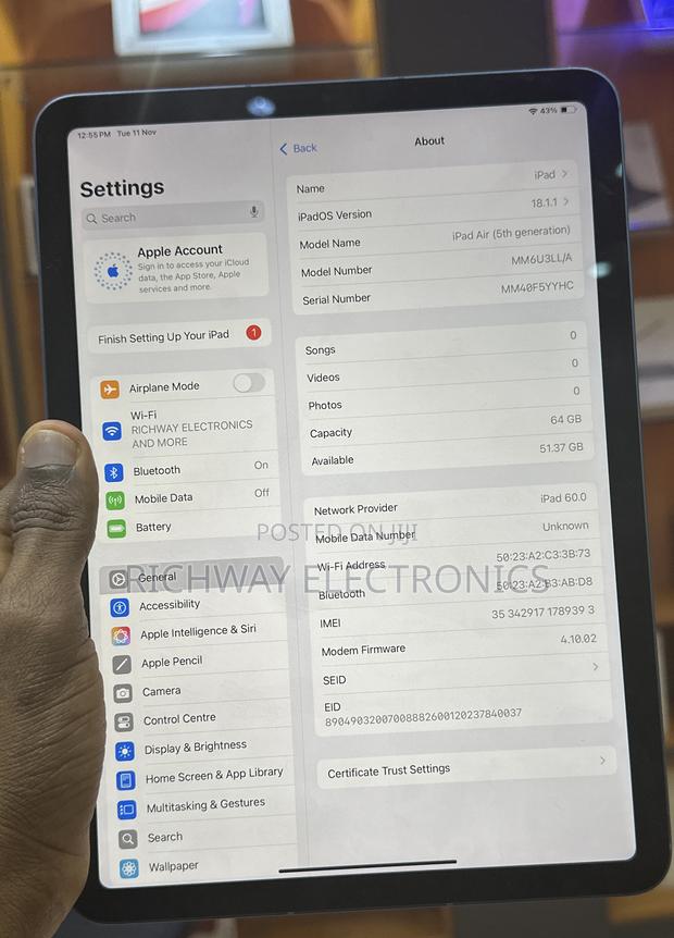 Apple iPad Air (2022) 64 GB Blue photo 2