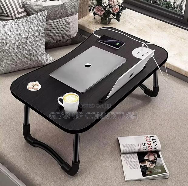 Folder Bed Table With Usb Charging Port