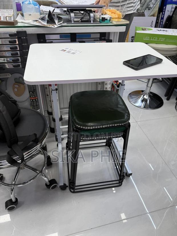 Wheeled White Study Stable or Bed Side Stand