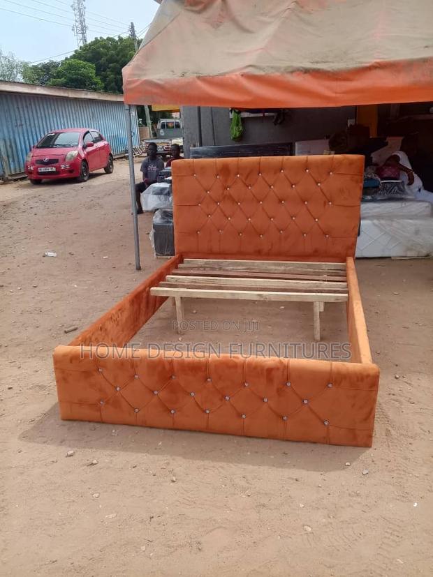 Brown Material Bed Frame