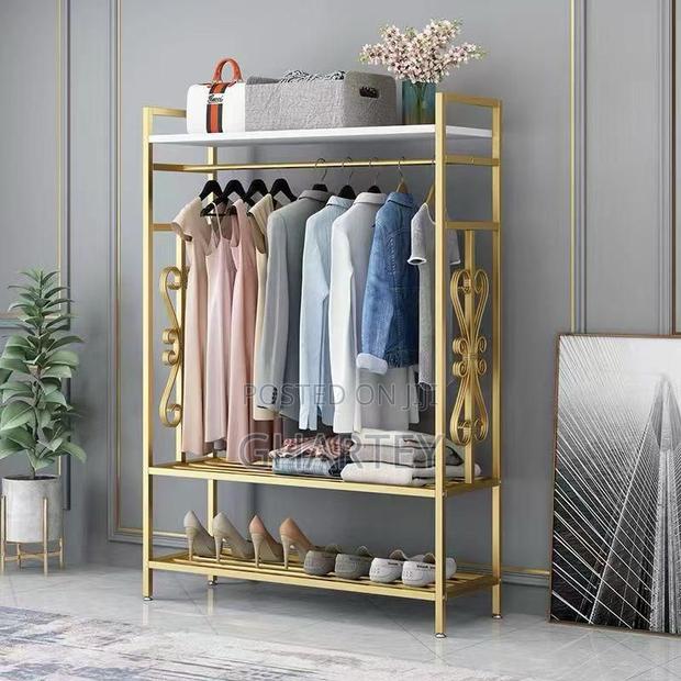 Luxe Gold Garment Rack With Marble Shelves –Elegant Clothing Organizer · Photo 3