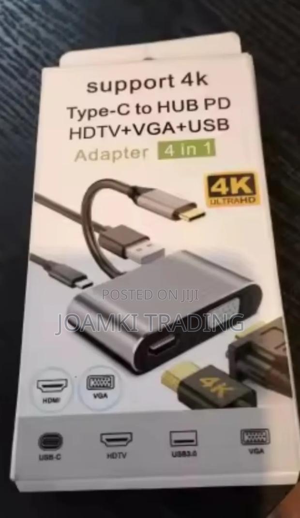 4 in 1 Usb Type C Hub Docking Station to Hdtv, Vga,100w Pd for Laptop