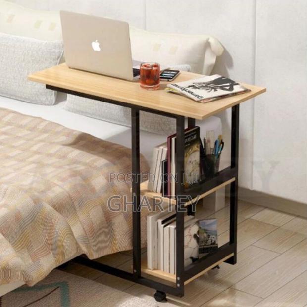 Mobile Overbed Laptop Desk With Storage Shelves - With Wheels · Photo 4