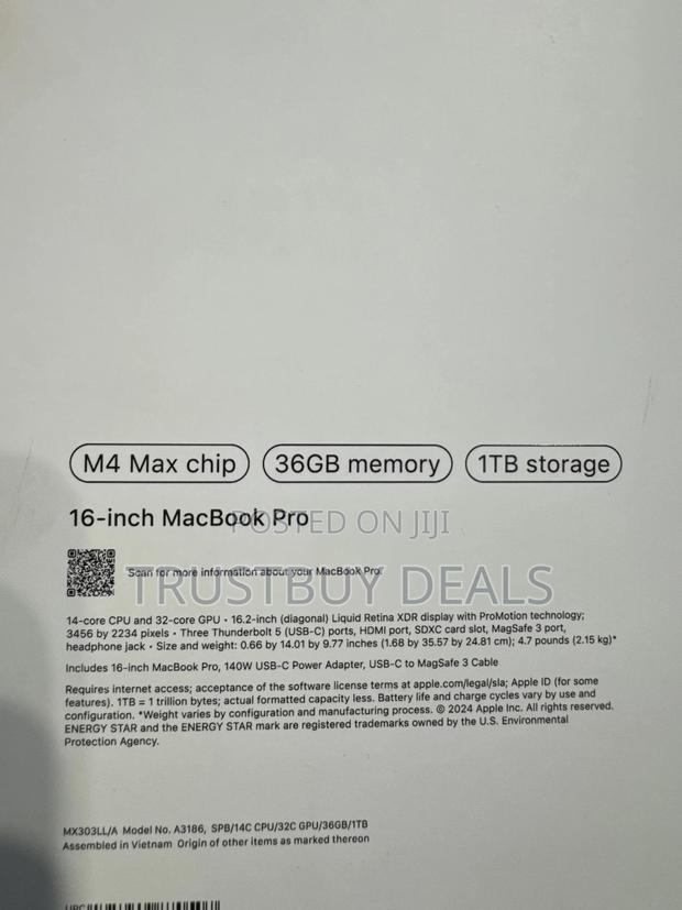 New Apple MacBook Pro 2024 M4 Max 16-Inch 36GB Apple M4 Max SSD 1T photo 3