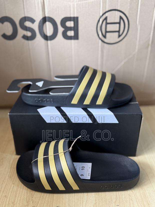 Original Adidas Adilette Aqua Slides Black and Gold photo 3