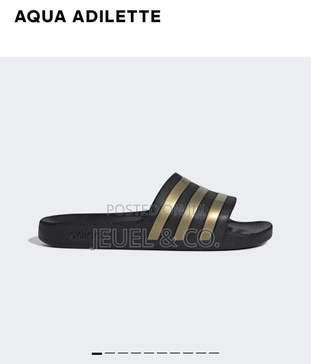 Original Adidas Adilette Aqua Slides Black and Gold photo 2