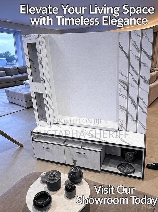 Carrara Marble Tv Media Wall – 85-Inch Cinema Luxury photo 2
