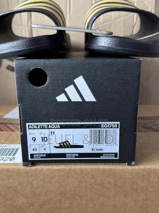 Original Adidas Adilette Aqua Slides Black and Gold photo 6