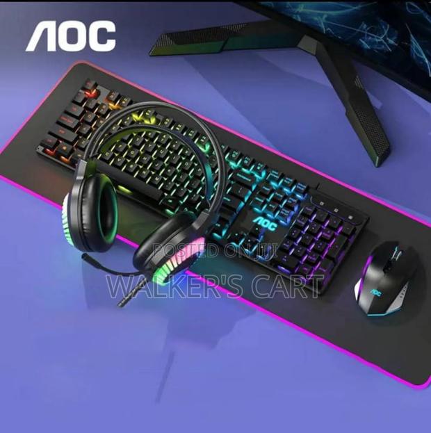 Aoc Keyboard, Mouse Headphone Set Wired, Mechanical Illuminated