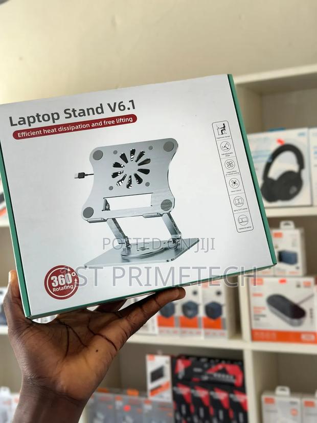 Metallic Swivel Laptop Stand With Cooling Fan photo 3