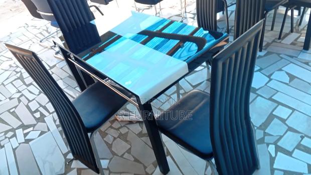 Dining Chairs Set and Table With Black and White Stars