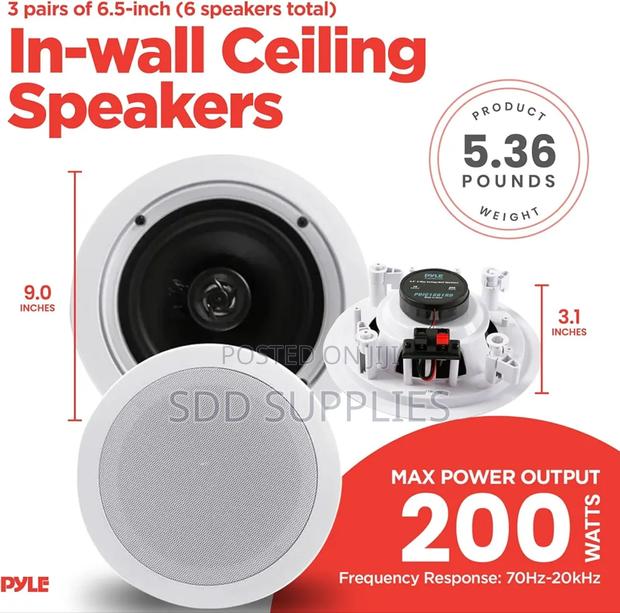 Pyle Passive Ceiling Speaker 6.5 Inch 200 Watts