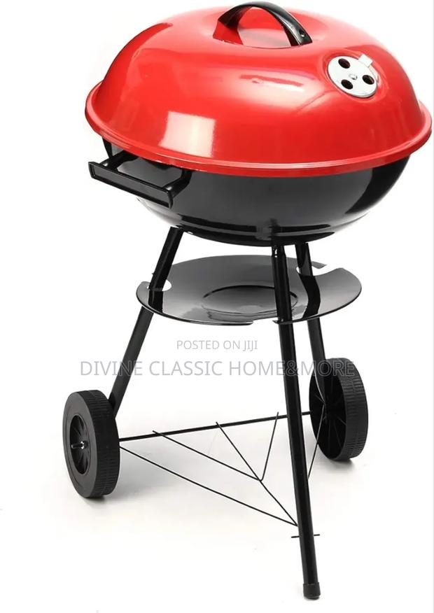 Portable Red Kettle Trolley Charcoal BBQ Grill photo 2