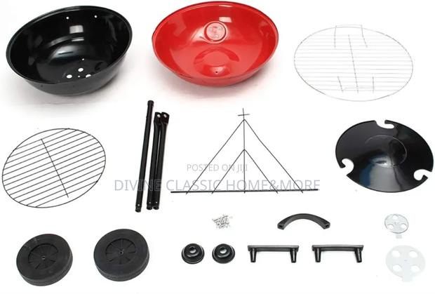 Portable Red Kettle Trolley Charcoal BBQ Grill photo 3