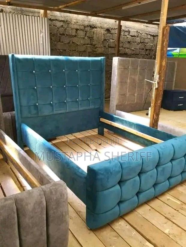 Turquoise Diamond Tufted Bed Frame With Crystals – Queen