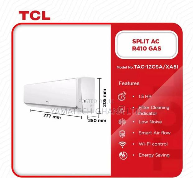 Energy Saving Tcl 1.5hp Inverter Ac With Wifi Feature Spit R410 Gas
