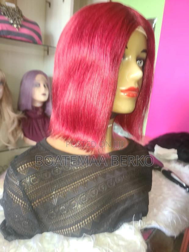 Short Wine Color Wig Cap photo 2