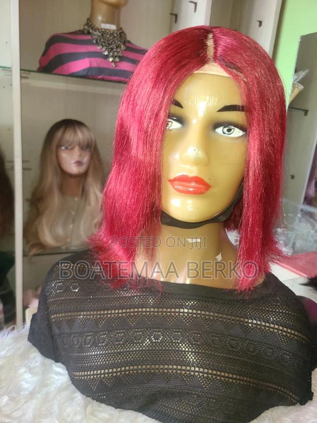 Short Wine Color Wig Cap photo 7