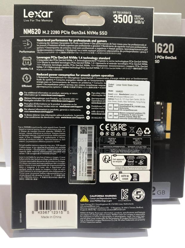 Lexar Nm620 512 Gb Ssd, M.2 2280 Pcie Gen3x4 Nvme photo 2