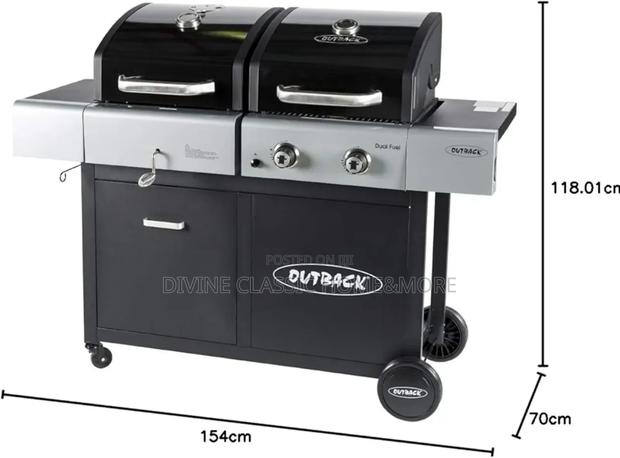 Outback Dual Fuel 2burner Gas/Charcoal BBQ With Multicook Plate System