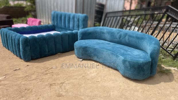 Brand New Sky Blue Velvet Fabric Stylish Sofa and Bed · Photo 3