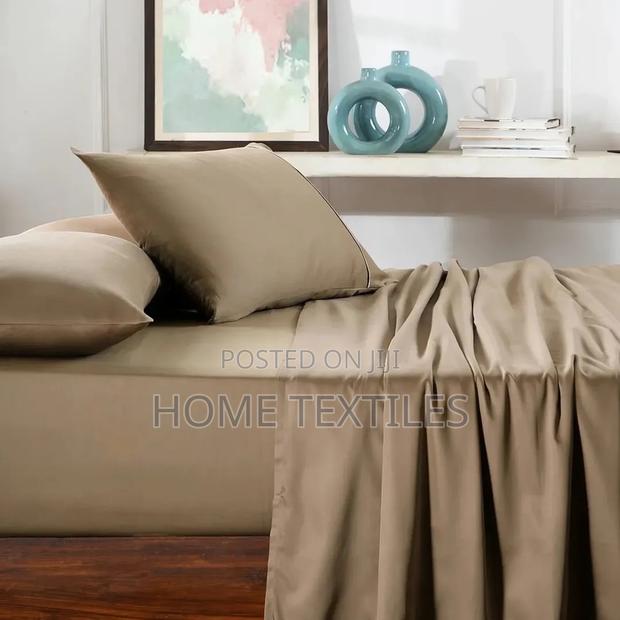 6 Pieces Beige Bedsheet Set (1 Fitted,1 Flat Sheet and 4 Pillowcases)