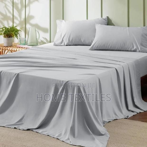 6 Pieces Silver Bedsheet (1 Flat,1 Fitted Sheet and 4 Pillowcases)