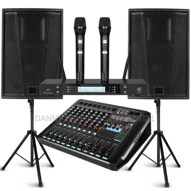 A Pair of JBL Speaker Mixer Amp and Set of Microphone