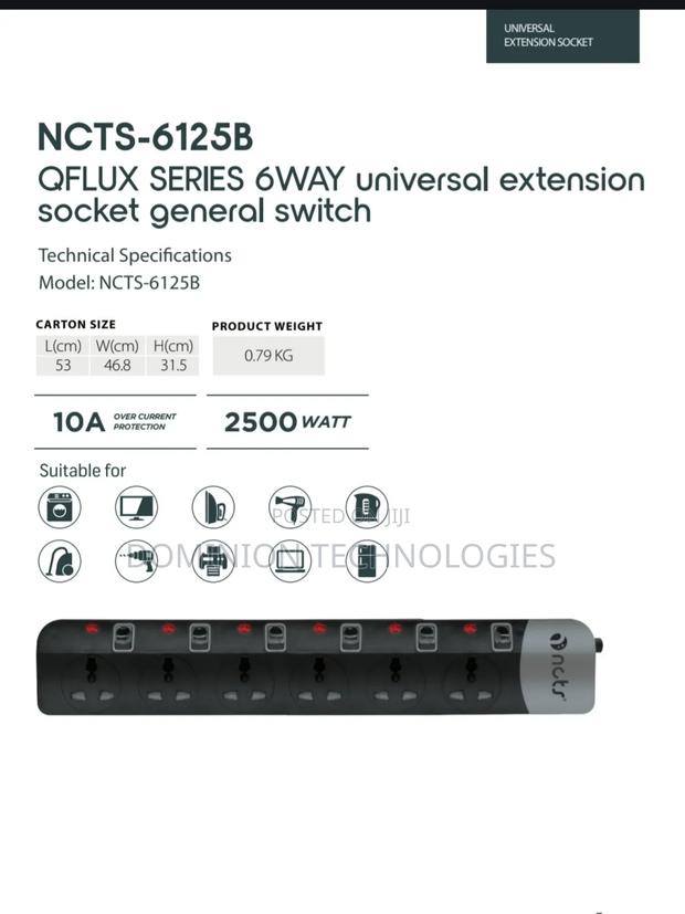 NCTS-6125b 6way Extension Sockets Universal 1.8m photo 2