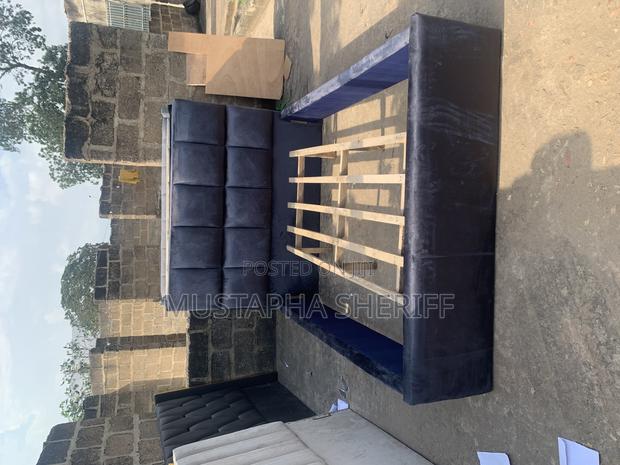 Midnight Blue Square-Tufted Double Bed Frame photo 2