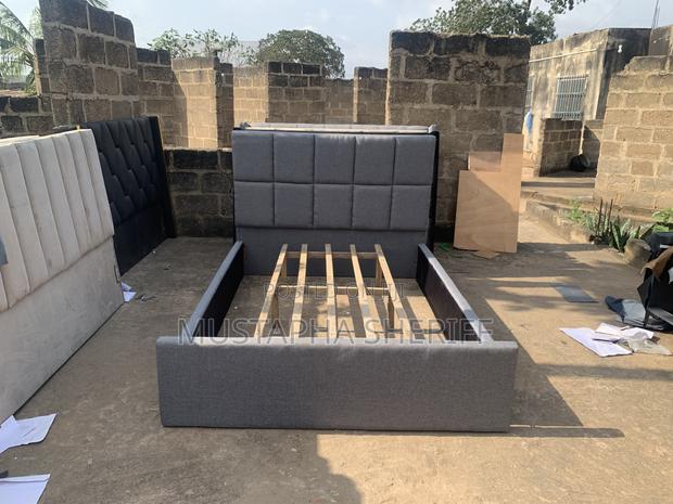 Executive Grey Fabric Tufted Double Bed Fram