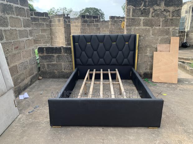 The Obsidian Emperor Double Bed Frame – Black Gold Signature Series