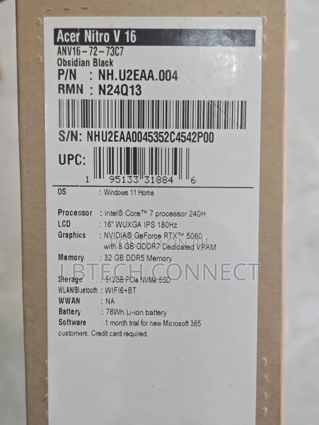 New Laptop Acer Nitro 5 32GB Intel Core 7 SSD 512GB photo 3