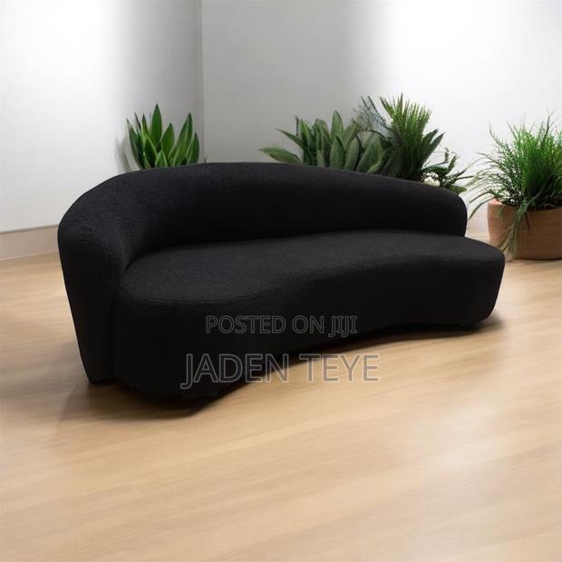 Black Foamy Fabric Stylish Sofa photo 2