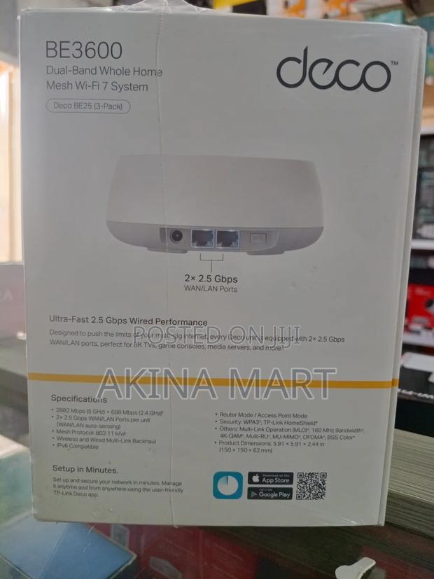 Tp Link Deco Be3600 Dual Band Whole Home Wifi 7 Mesh System photo 4
