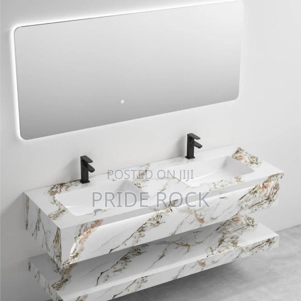 Double Cabinet Basin, With Led Mirror And Tap