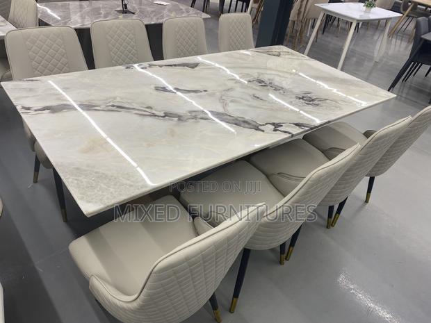 Marble Dining Table With 8 Chairs (Heavy Marble )
