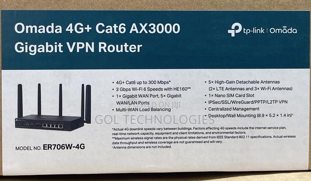 Tp Link Omada 4g+ Cat6 Ax3000 Gigabit VPN Router Er706w-4g photo 3