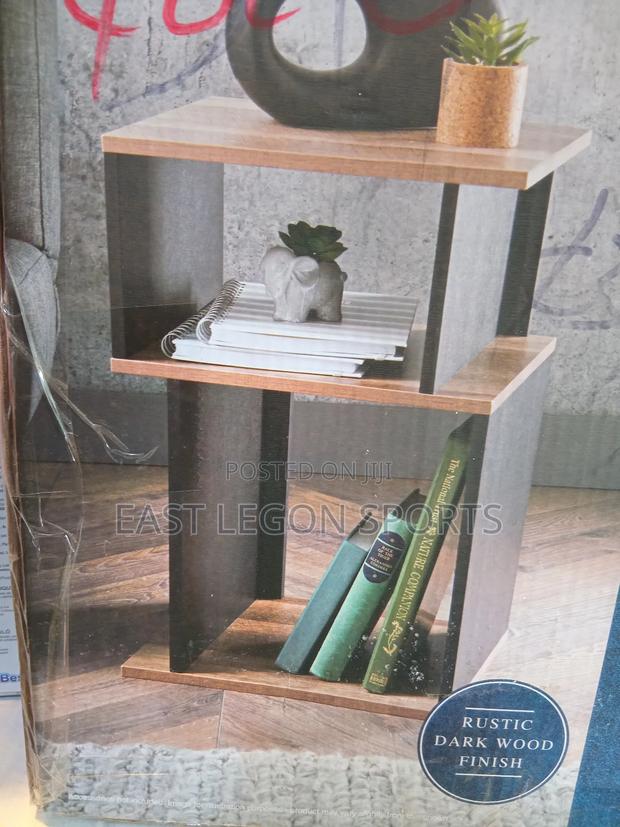Coberg Side Table Black Wooden Frame With Rustic Dark Wood Bedside · Photo 3