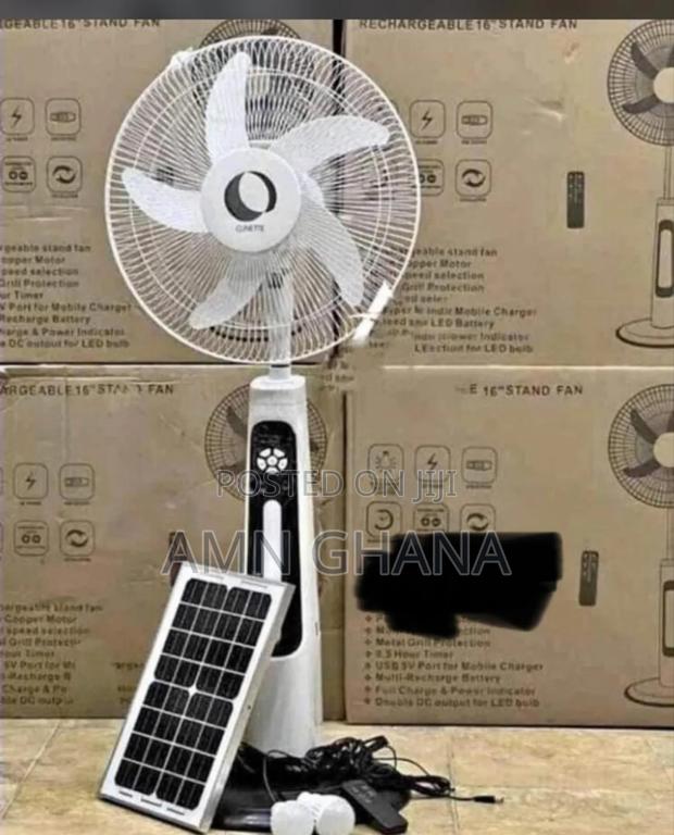 Electricity and Solar Fan With Solar, Bulbs and Remote Control