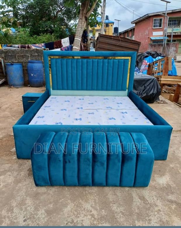 Double Bed Frame With Side Drawer and Ottoman