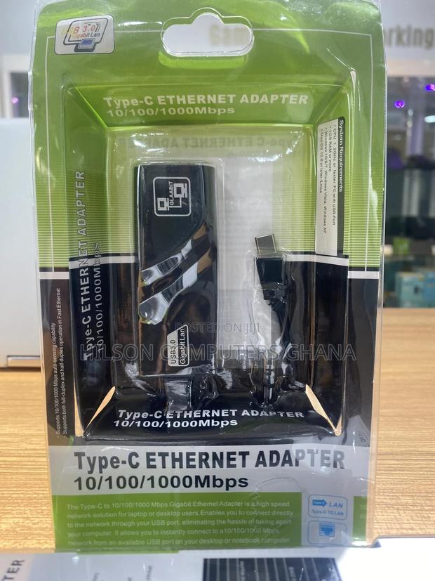 Type C 3.0 Ethernet High-Speed Network Adapter 10/100/1000mbps - Black photo 2
