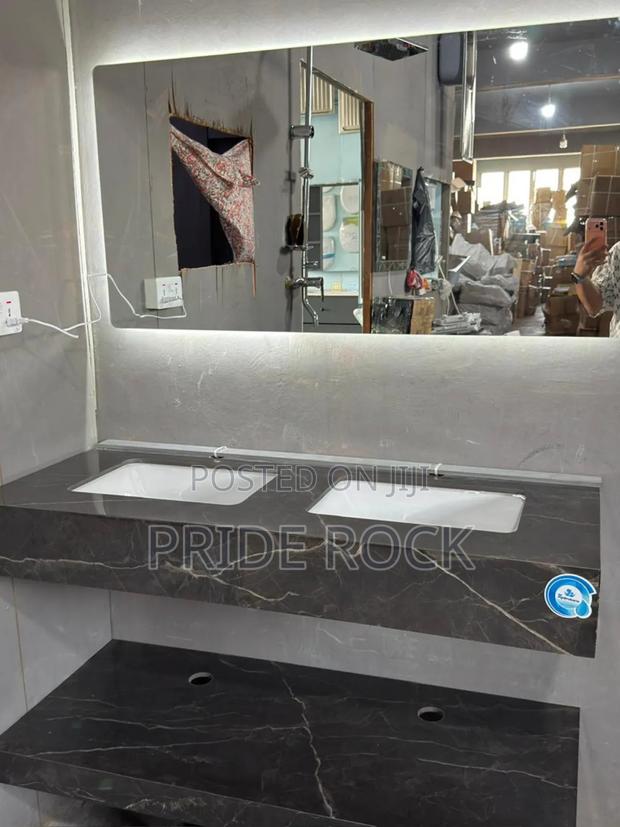 Double Black Cabinet Basin With Tap