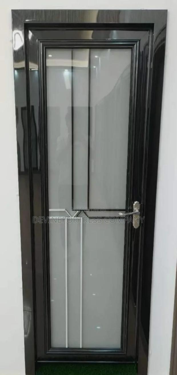 Elegant Opaque Black Glass Door